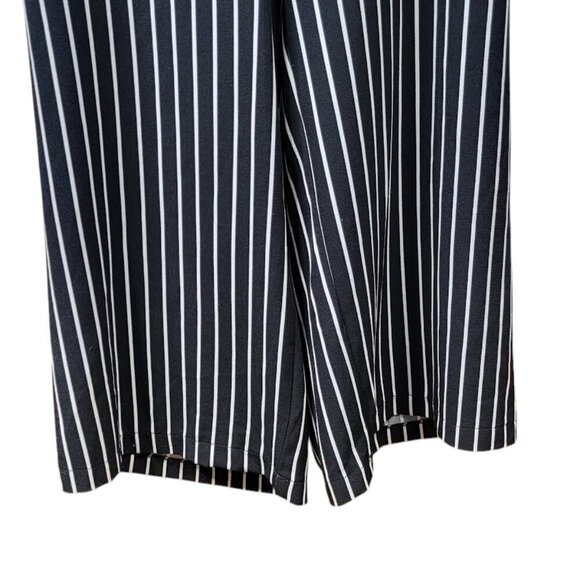 Potter’s Pot Black White Striped Wide Leg Jumpsuit Large | Cutout Tie Back - Picture 4 of 10